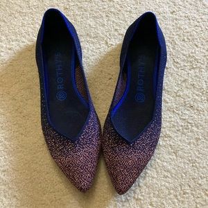 Rothy’s Navy & Rose Gold Shimmer Pointed Flats